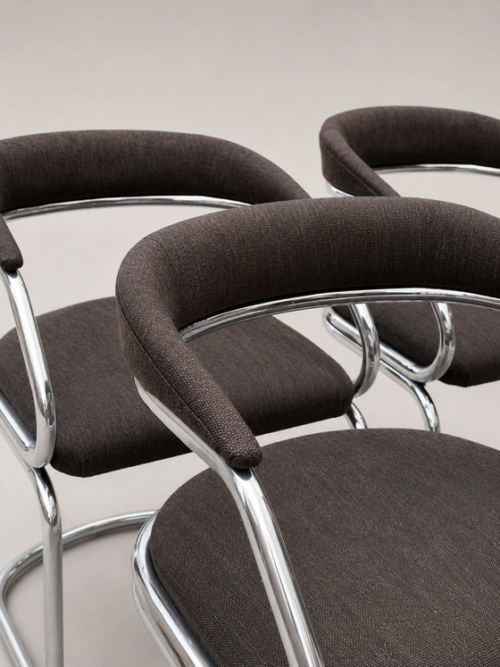 Set van 4 vintage buisframe eetkamerstoelen – Stoppino, Chrome, Mid Century Modern (photo 4 of 10)