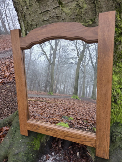 Vintage Eichen-Wandspiegel – Massivholzrahmen – 75x62 cm