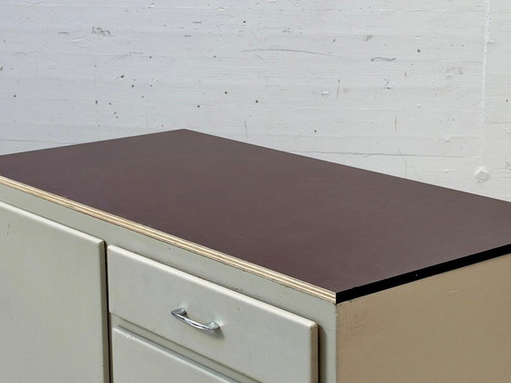 Vintage Sideboard – Industrial Design, Grey & Brown – Wood (photo 9 of 12)
