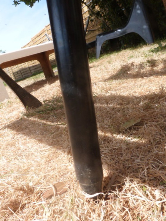 Image 1 of Vintage kantelbare parasol met franjes en zonnebloemmotief - jaren 70/80 - Sauvagnat, gemaakt in Frankrijk