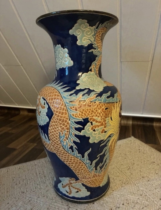 Vintage grote vloervaas draken decor – Vazen, Keramiek (photo 4 of 6)