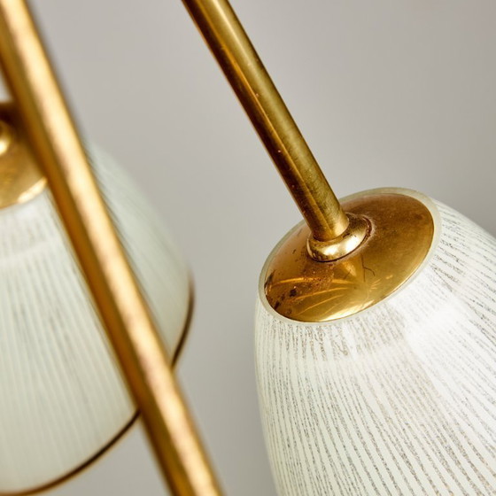 Image 1 of MK9466 Lampadario vintage in vetro e ottone, 1950