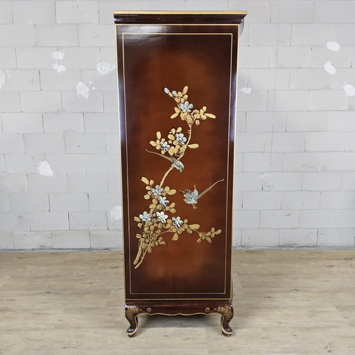 Armoire chinoise vintage feuilles d'or et fleurs / armoire orientale / armoire bohème / armoire asiatique