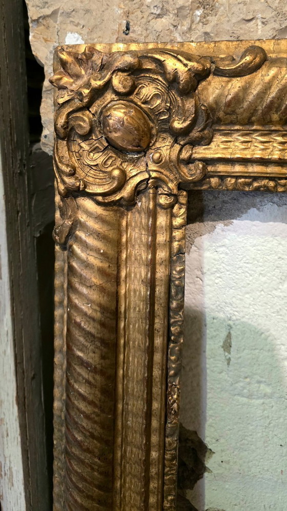 Image 1 of Antiker vergoldeter und stuckverzierter Rahmen im Stil Ludwigs XV. – 19. Jahrhundert – 103 x 76 cm