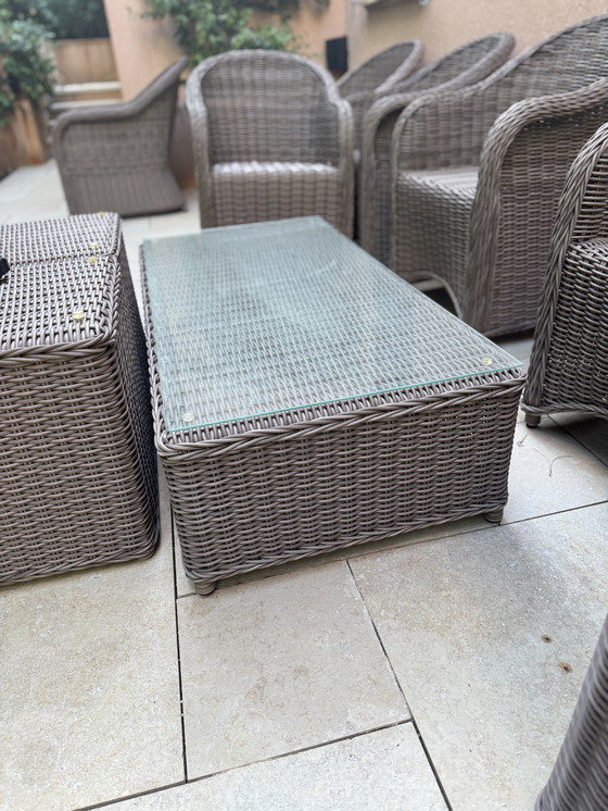 Image 1 of Faux Wicker rectangular Coffee Table