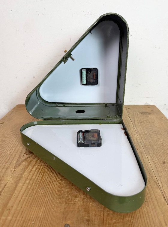 Image 1 of Horloge murale double face Seiko Ships verte vintage, années 1970