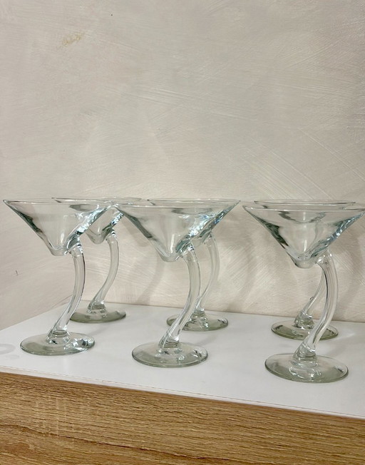 6 verres vintages Libbey série Bravura, pied incurvé