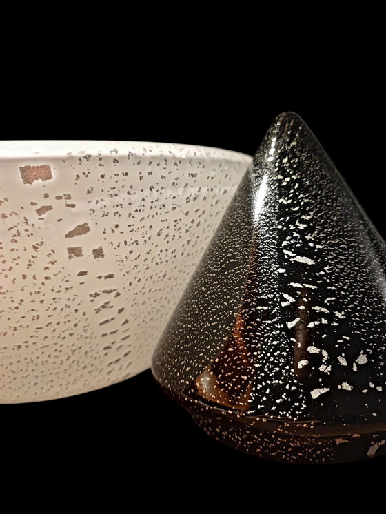 Image 1 of Lampe de table conique de Murano avec feuille d'argent
