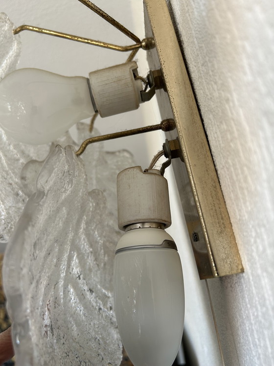 Image 1 of 1980s Murano Glass Wall Sconce with Gilted Metal Stand