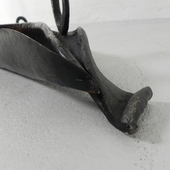 Image 1 of Art Nouveau paraplustandaard in staal en koper, handgesmeed, jaren 20