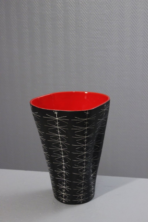 34 cm Jean de Lespinasse - Large vase no. 308, scarified decoration, Nice, France, 1950s