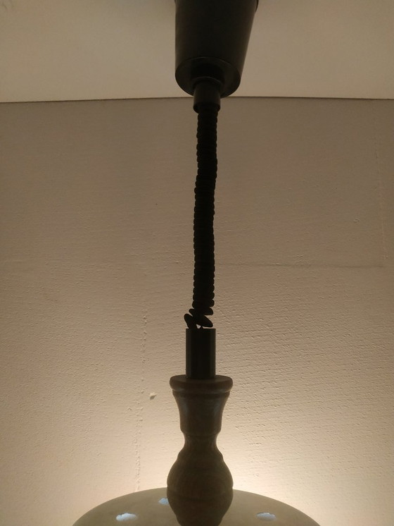 Image 1 of Space age 'honeycomb' 60s-70s design pendant lamp gold brown (height adjustable).