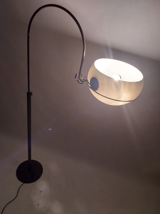 Image 1 of 1 x Gepo arc floor lamp in brown and beige 1970s height adjustable