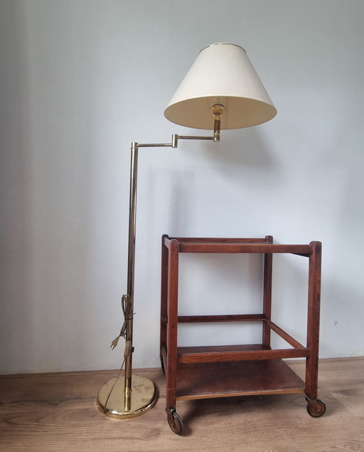 Lampadaire vintage en laiton avec abat-jour - Fixation réglable