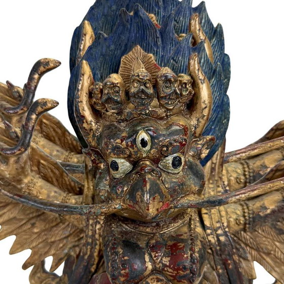 Garuda Beeld op Demon Verguld Brons Himalaya – Tantrische Beschermfiguur – Beeldhouwkunst, Bronze (photo 13 of 14)