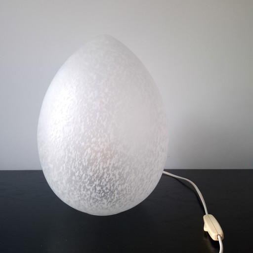 Lampe de table vintage en forme d'œuf, verre blanc opaque, années 1980