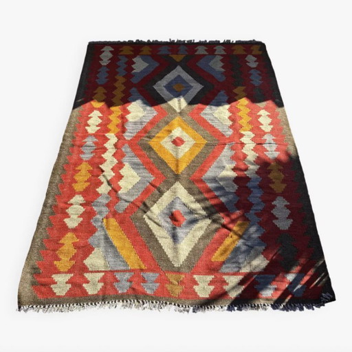 Mehrfarbiger, handgeknüpfter Kelim-Teppich. Türkei, 1970er Jahre. – vloerkleden en tapijten, Wool, Cotton