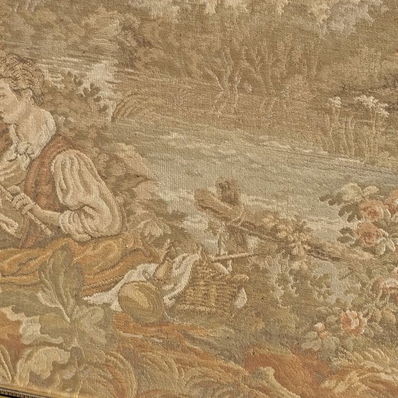 Image 1 of Large French Tapestry (Gobelin) -1950s-Traditional Spring Scene - Rococo Style