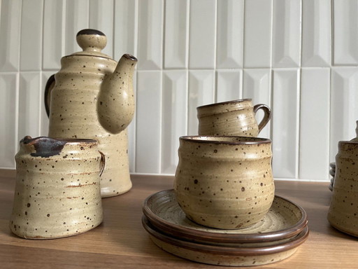 Komplettes Vintage-Kaffeeservice aus Rokoko-Steinzeug, Dekor „Japan“.