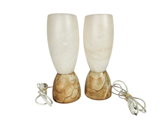 Image 1 of A. Pegasan - Tischlampen (2) - Alabaster - Spanien - 80er Jahre