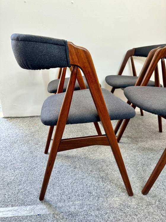 4 Deense Design Teak Eetkamerstoelen 205 Thomas Harlev Farstrup, Hout, Bruin (foto 3 van 15)