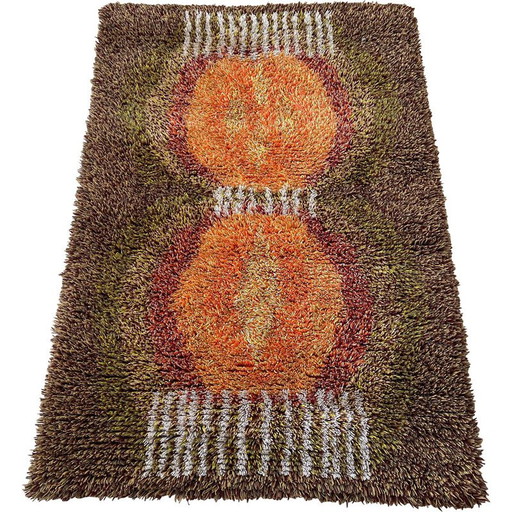 Alfombra escandinava vintage de lana Rya, Finlandia, década de 1960
