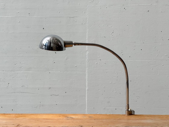Image 1 of Space Age Chrome Clamp Lamp with Gooseneck, 1970s