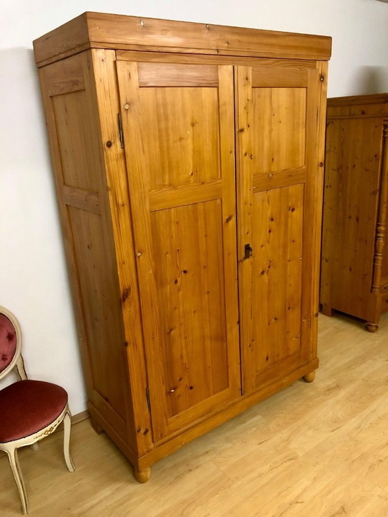 Image 1 of Country-style wardrobe, Art Nouveau wardrobe, farmhouse wardrobe, softwood wardrobe circa 1900