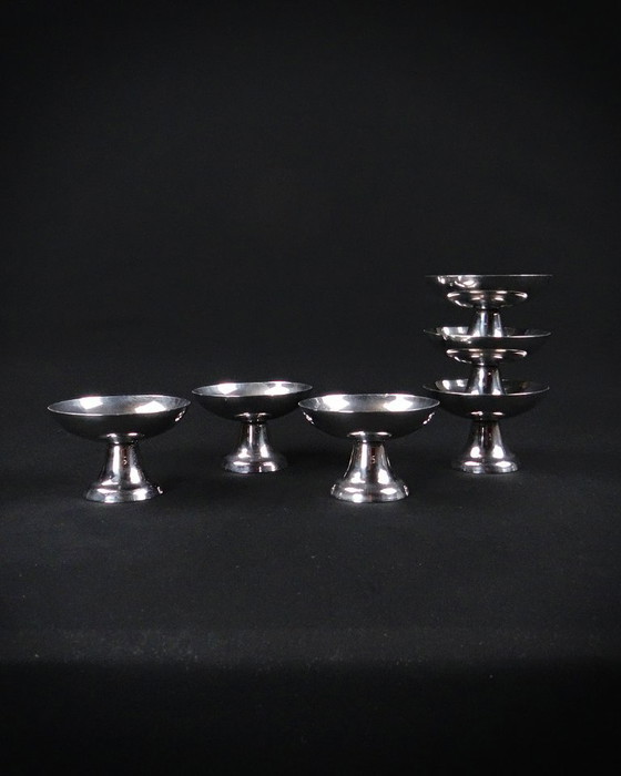 Image 1 of 6 vaschette per gelato su supporto in acciaio inox Servizio da dessert in acciaio inox