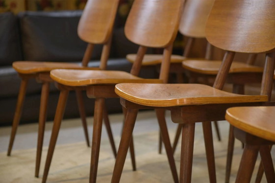 Set di 10 sedie in rovere degli anni '60. – Sedie da pranzo, Legno, Vintage (photo 2 of 11)