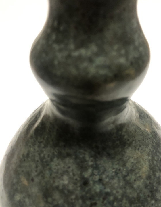 Image 1 of Vintage Blue Ceramic Vase Signed AP