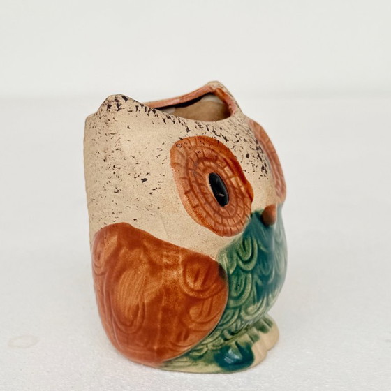 Image 1 of Vaso a forma di gufo in terracotta smaltata/ceramica