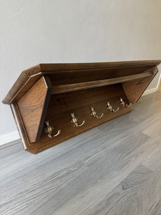 Image 1 of Appendiabiti vintage in legno massello di metà secolo, 97 cm / 5 grucce