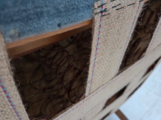 Image 1 of Divano curvo danese a 2 posti, anni '70, rivestimento in velluto blu.