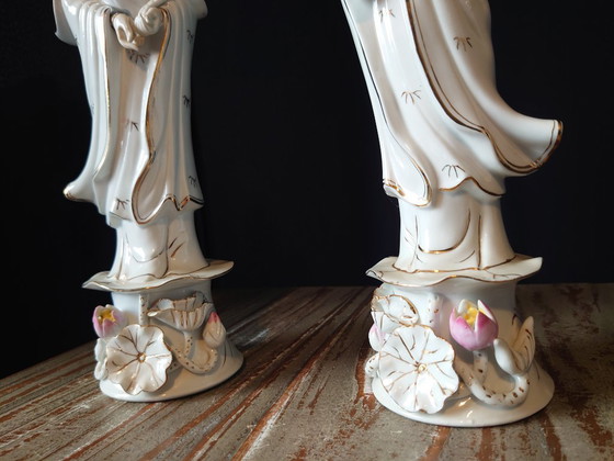 Image 1 of Vintage porcelain statues Guanyin (mirrored)