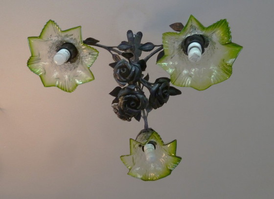 Image 1 of Lámpara de araña art déco de hierro forjado “LODEWIJK VAN BOECKEL“