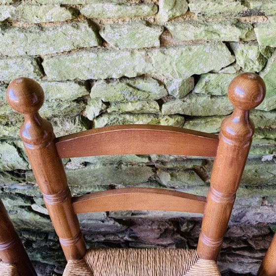 Image 1 of Set van 4 massief houten stoelen met rieten zittingen