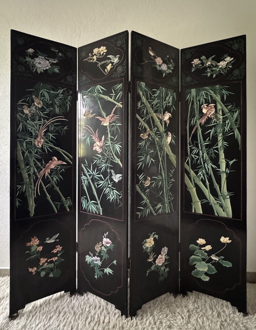 Antique Chinese Coromandel Lacquer Screen
