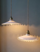 Set Vintage Hanglampen Opaline glas - Transparante Sierrand