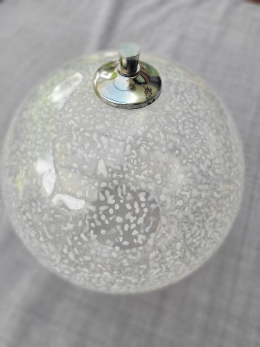 Rare Italian vintage frosted glass pendant lamp - Murano style - 1960s/70s