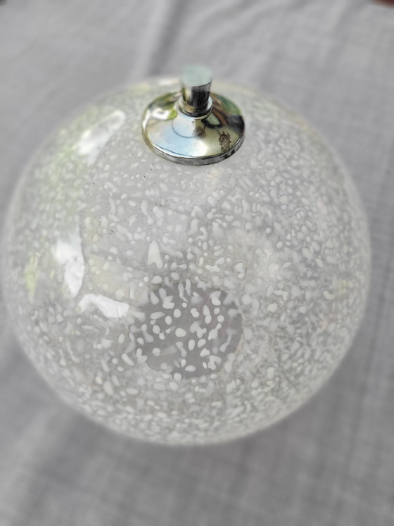 Image 1 of Rare Italian vintage frosted glass pendant lamp - Murano style - 1960s/70s