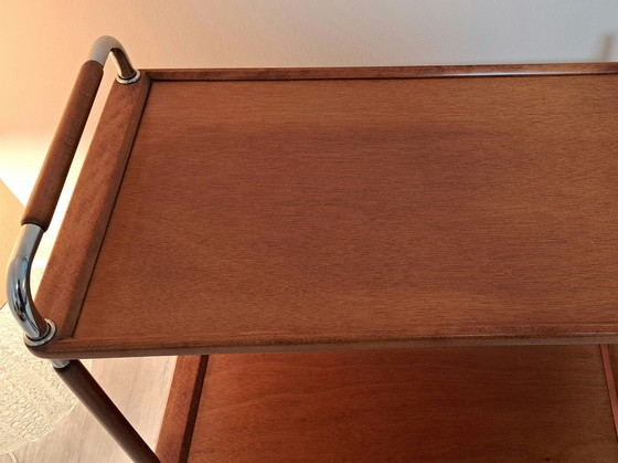 Image 1 of Mid-Century Servierwagen im Thonet-Stil – Teak & Chrom, Designklassiker der 1960er Jahre