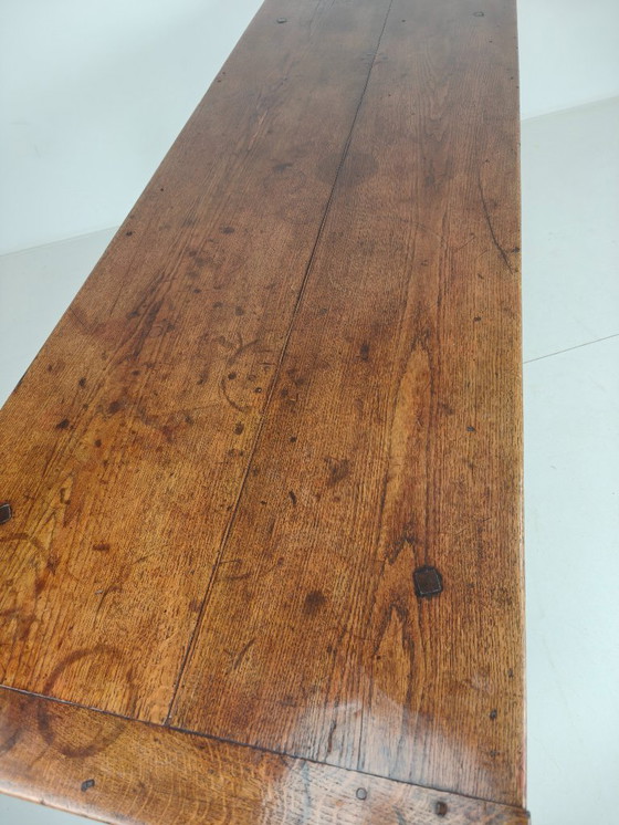 Image 1 of French 18th century dining table – Solid oak, drawers