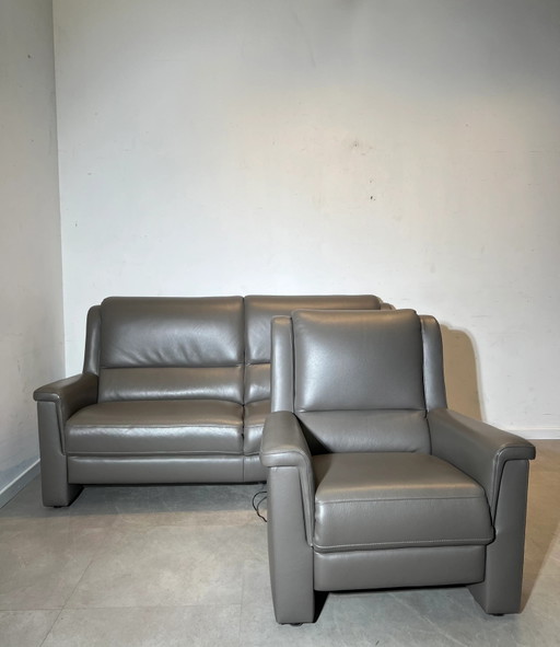 Conjunto de sofá moderno de piel con sillón reclinable. – zithoek