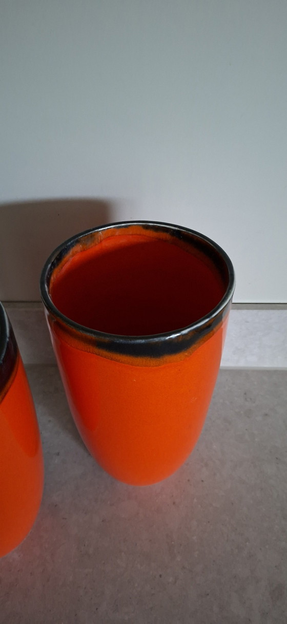 Mid-Century Space Age Vases Orange/Black – Fat Lava Style – Ceramic (photo 6 of 7)