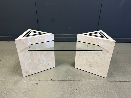 Vintage salontafel met mozaïek- en parelmoermotief, jaren 80.