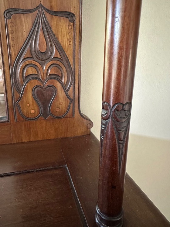 Antieke Art Nouveau Pronkkast/Vitrinekast Met Spiegel – Vitrinekasten, Glass, Wood (photo 21 of 42)