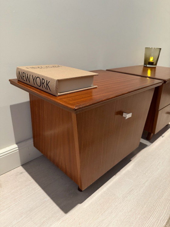 Vintage Teak Nightstands Mid-Century Set of 2, Wood, Brown (photo 4 of 7)