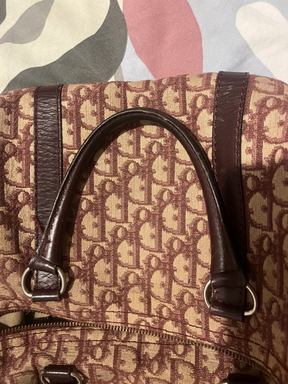 Vintage Christian Dior "Bagages" Boston Bag - Oblique Bordeaux Canvas (1970s) – Top handle bags, Calfskin (photo 10 of 14)