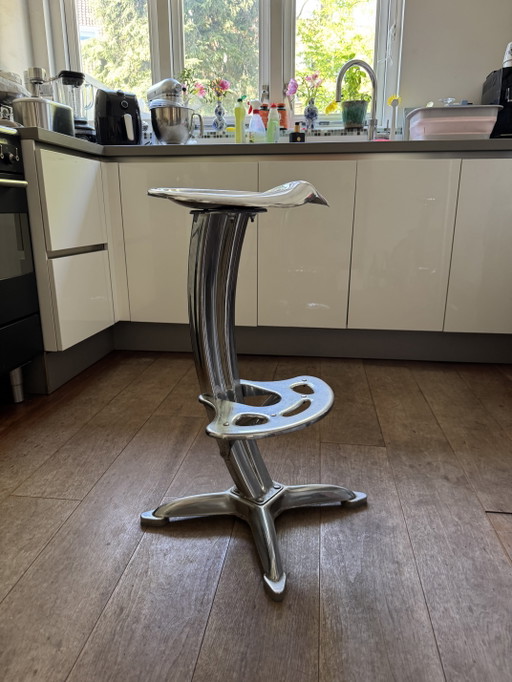 3 pairs of chrome bar stools